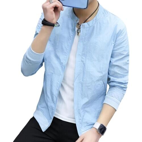 Men jacket Fashion Long Sleeve Zip Pockets jacket men Ultrathin Breathable Anti Sun Jacket Coat men clothing jaqueta masculina