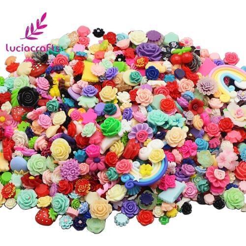 Lucia crafts 50g(Approx 100pcs) Random mixed size/shape Flat Base Resin craft DIY Accessories Materials F0612