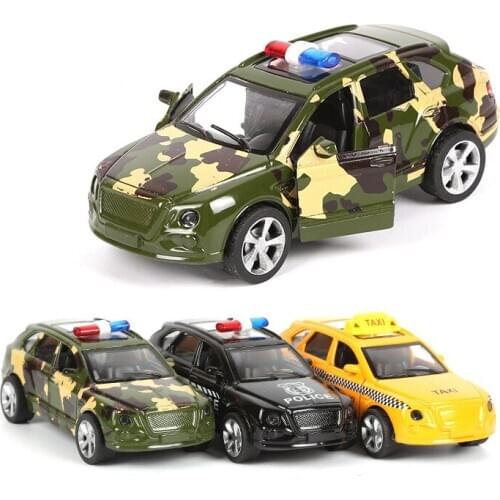 1:32 Simulation Police Series Car Model Alloy Metal Diecasts Vehicle Pull Back GT SUV Taxi Collection Toy for Children Boys Y084