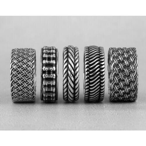 Grid Weave Stainless Steel Mens Rings Retro Industrial Style Simple for Male Boyfriend Biker Jewelry Creativity Gift Wholesale