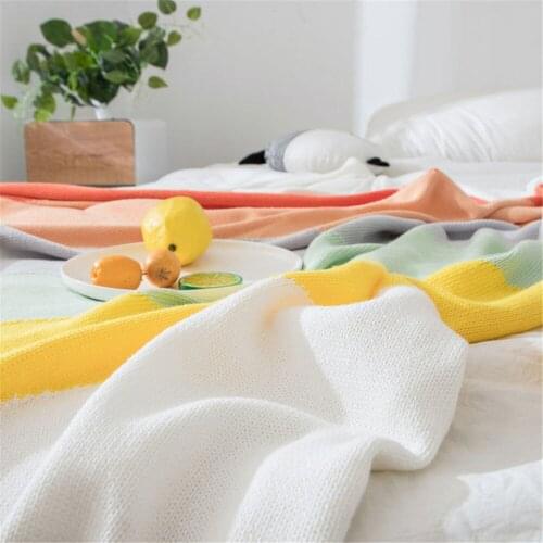 Nordic Art Rainbow Blanket Cotton Knitted Blankets Color Tassel Home Decor Sofa Bedroom Office Air Conditioning Throw Blanket