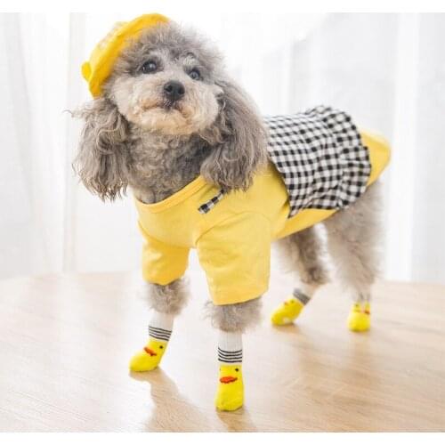 Pet Socks High-quality Non-slip Bottom Puppy Socks Dog Foot Set Teddy Dog Cotton Socks Supplies 4 Socks for Dog Dog Leg Warmers