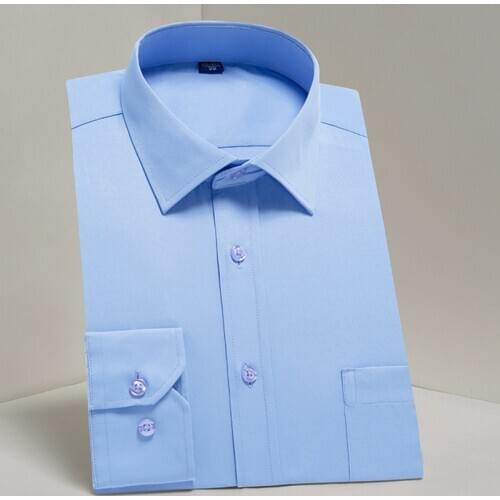 New Mens business dress shirt square collar long sleeved solid twill/plain/striped with chest pocekt