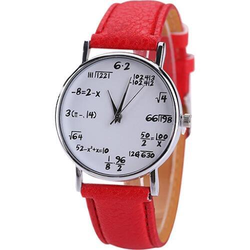 Arrival! Womens Mens Math Formula Equation Dial Faux Leather Quartz Wrist Watch