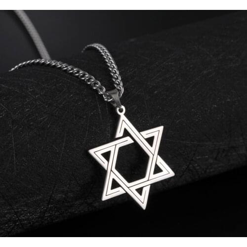 LIKGREAT Star of David Fashion Necklaces Stainless Steel Chain Star of Trendy Mogan David Necklace for Men Women Jewelry
