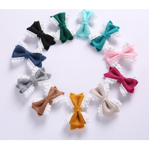 Autumn Winter Felt Lace Bow Hairclips Fashion Handmade Baby Girls Cute Head Wear Knotbow Kids Girls Hair Wear Hairpins For Girls