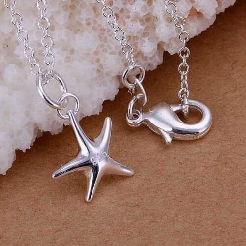 Necklace silver plated trendy jewelry pendant necklaces sea star 18 inches jewelry wholesale free shipping wiqu LP056