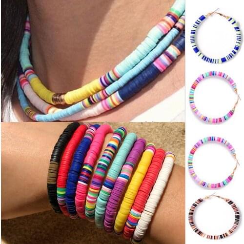 Chip Disk Loose Spacer Beads Flat Round Polymer Clay Beads for Jewelry Making DIY Bohemian Beach Clay Bracelet Necklace