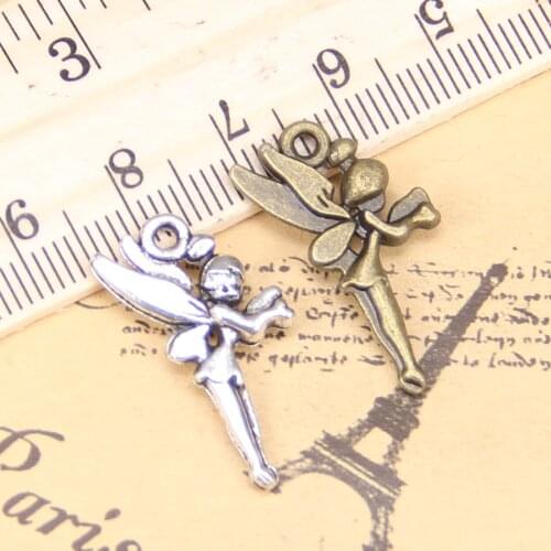 14pcs Charms angel fairy 25x15mm Antique Pendants,Vintage Tibetan Silver Jewelry,DIY for bracelet necklace
