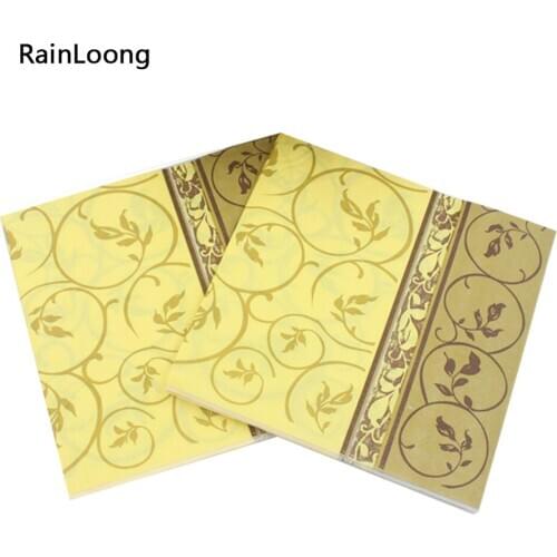 [RainLoong] Flower Paper Napkin Yellow Event Supply Decoration Tissue Guardanapo Servilleta 33*33cm 1 pack (20pcs/pack)