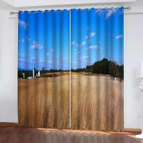 Customized size Luxury Blackout 3D Window Curtains blue sky curtains 3D Blackout Curtains Living Room Bedroom