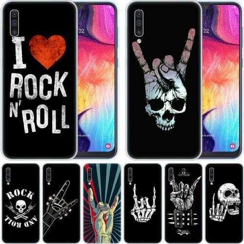 Luxury Silicone Case Rock roll skull for Samsung Galaxy A50 A70 A80 A40 A30 A20 A10 A20E A2 CORE A9 A8 A7 A6 Plus 2018 Cover