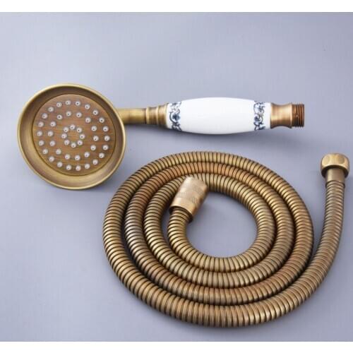 Antique Brass Telephone Style Hand Held Bathroom Shower Head + 59" (1.5M) Shower Hose Whh116