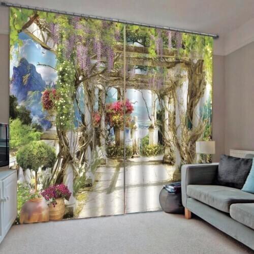 Stereoscopic landscape curtains indow Blackout Luxury 3D Curtains set For Bed room Living room