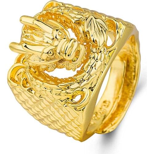 Light Yellow Gold Color Metal Chinese Dragon Wrap Resizable Finger Ring Attractive Design Jewelry