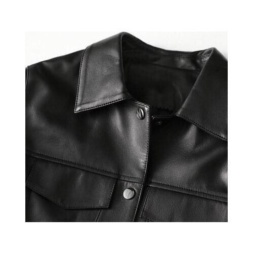 Spring Women Genuine Real Sheep Leather Jacket H277