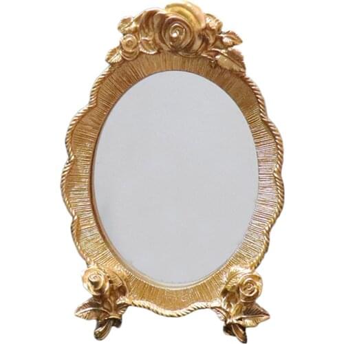 Glasses Roses Home Decoration Friendly Environmentally 8.8 X 14cm Gold Vintage Baroque Wall-Mounted Mirror