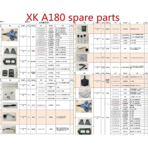 Wltoys XK A180 F-22A RC Airplaner Spare parts propeller Landing gear motor ESC receiver servo Light charger remote control etc