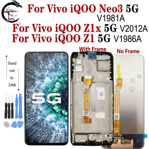 6.57" LCD With Frame For Vivo iQOO Neo 3 V1981A Display iQOO Z1X V2012A Z1 V1986A Screen Touch Digitizer Assembly Replacement