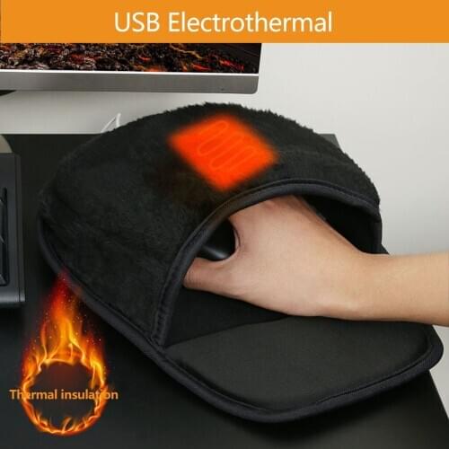 Winter Warm Mouse Pad Hand Heating Cover Soft Plush Usb Hand Warmer Heated Mouse Mat With Wristband Office Supplies Warmer