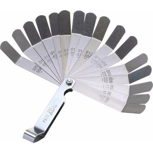 0.127-0.508mm 16 Blade High Strength Metric Feeler Gauge Stainless Steel Valve Offset Feeler Measuring Gauge Tools