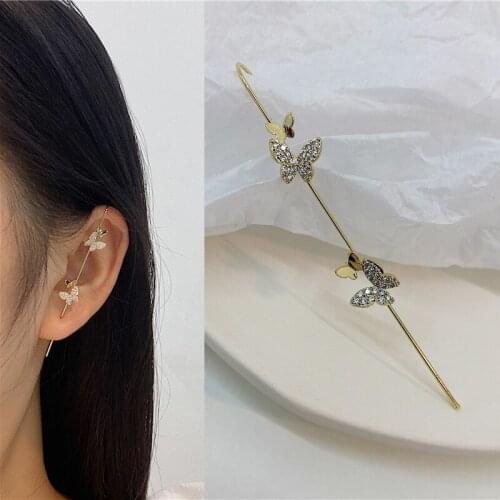 1Pc New Ear Wrap Crawler Hook Earrings for Women Bohemian Crystal Zircon Stud Earrings Female Engagement Jewelry Gifts Wholesale