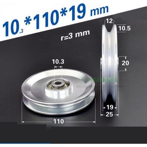 1pcs 10*110*19mm Aluminum Alloy All-metal U Guide Wheel/Crane, Force Rolling Pulley for Big Bird Fitness Equipment and Apparatus