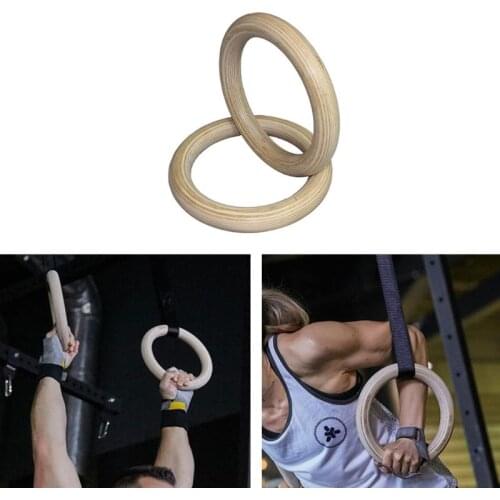 1pcs Gym Rings Wooden Gymnastic Rings Fitness Heavy Duty Gym Training Ring Equipment for Cross-Training Workout
