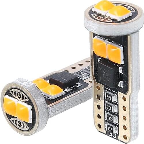 10pcs 12V 2W T10 W5W 6 SMD 3030 Canbus Car Amber LED Bulbs Auto Truck 194 168 147 152 158 159 Reading License Plate Light Lamp