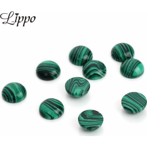 10pcs Natural Stone Green Malachite 4mm 6mm 8mm 10mm 14mm 18mm Cabochon Base Semi-precious Stones Fit Handmade Earring Jewelry