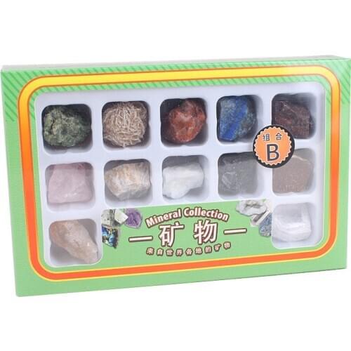 12pcs/set Natural Stones Quartz Raw Mineral Specimen For Early Education At Home Collection