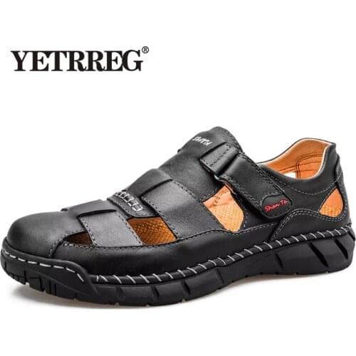 2020 Classic Mens Sandals Summer Genuine Leather Sandals Men Outdoor Casual Lightweight Sandal Fashion Men Slipper Size 38-48