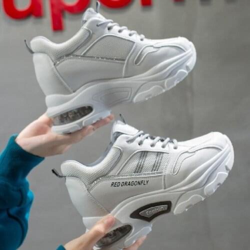 2020 New Female+Shoes Chunky Sneakers White Women 2020 Fashion Platform Sport Shoes Cushion Womens Wedges Sneakers