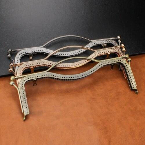 5Pcs 27CM Rectangle Concave Embossing With Handle Clutch Bag Frame Large Metal Kiss Clasp For Bag Sew Accessories