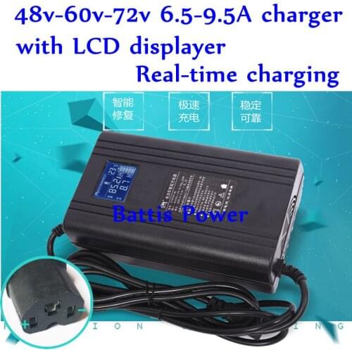 6.5A 9.5A 58.4v 54.6v 67.2v 73v 84v 87.6v DC 48v 60v 72v 58.8v Lithium Lifepo4 LTO Battery Charger LCD Screen 110v 220v AC