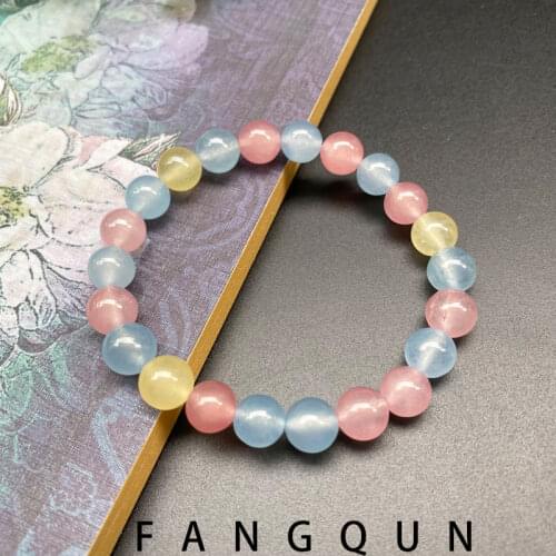 Fashion Multicolour Natural Smooth Quartz Energy Beads Bracelets for Women Lovers Handmade Beads Bracelet Fine Jewelry Gift