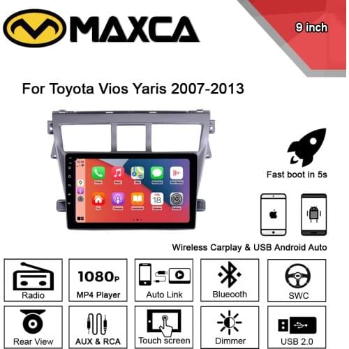 MAXCA 9 inch Wireless Carplay Android auto radio For Toyota Vios Yaris Multimedia player