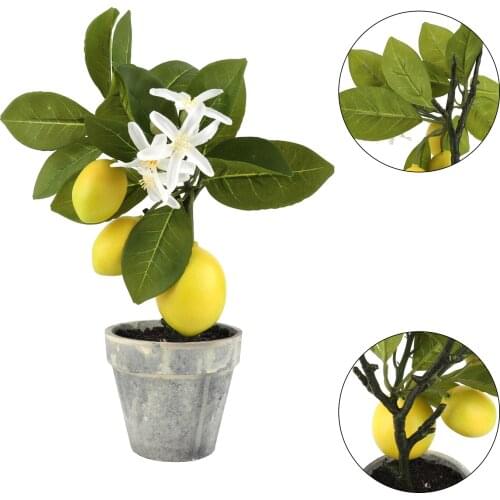 Bonsai Artificial Lemon Tree Plants Potting Fake Fruit Garden Potted Dining Decoration Living Room Wedding Ornament Simulation