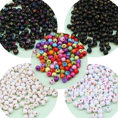 100pcs/bag 8mm Round Beads Acrylic Random Mixed Alphabet Letter Beads For Bracelet Jewelry Making Handmade