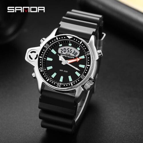 SANDA 2021 Brand Unique Sports Mens Quartz Watch Military Watch Male Waterproof S Vibration Male Clock Relogio Masculino 3008