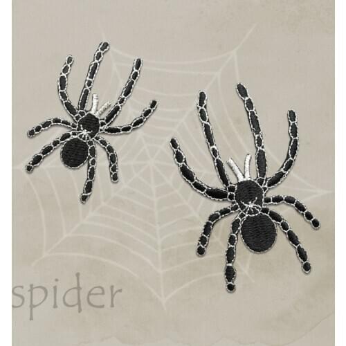Black Spider Punk Iron on Patch Embroidery Patches DIY Stickers Patches for Clothing Animal Applique Sew On Badges Accessories