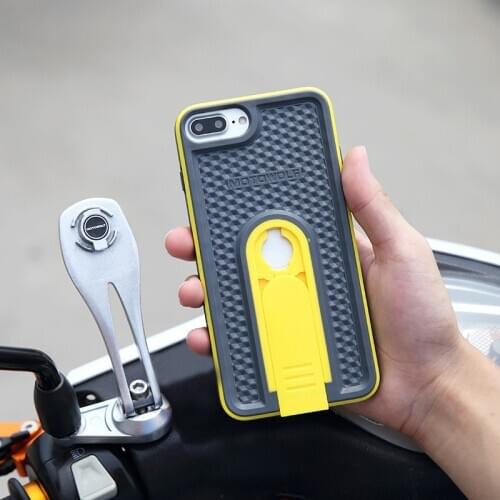 Scooter Mirror Mount Phone Holder Motorcycle Rear View Mobile Phone Stand with Protective Case for iPhone 7/8 Plus