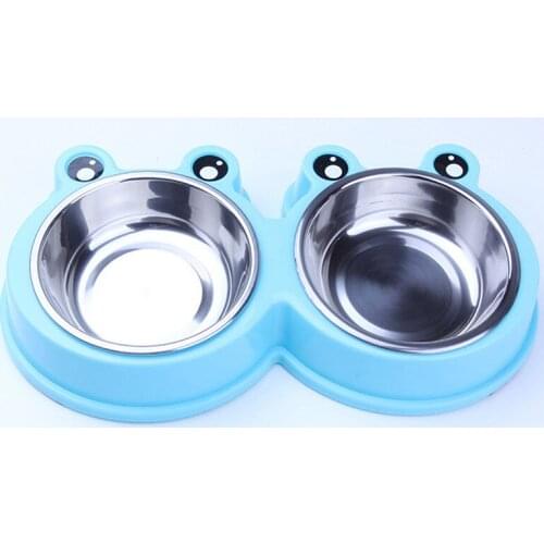 Pet Dog Cat Puppy Travel Feeding Feeder Double Food Bowl Water Dish Cute Frog Shape Pet Feeding Bowl Pet Supplies