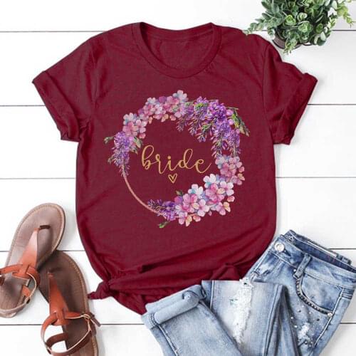 Bride Team Printing T Shirt Summer Women Short Sleeve Leisure Top Tee Casual Ladies Female T Shirts Woman Clothing XNTX023