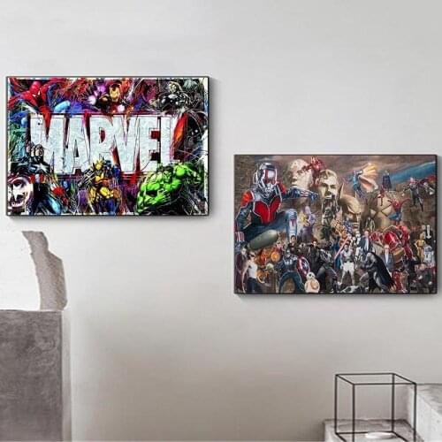 Marvel Comics Superhero Big Collection Avengers Photo Wolverine Iron Man Canvas Painting Wall Art Picture Living Room Home Decor