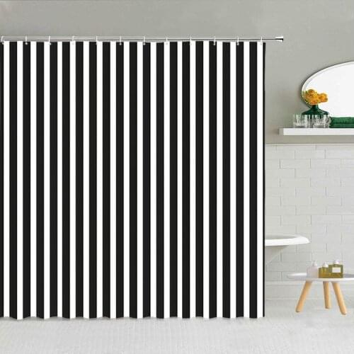 Classic Stripe Pattern Simplicity Shower Curtain multi-color Optional Bathroom Decor Partition Waterproof Fabric Hooks Curtains