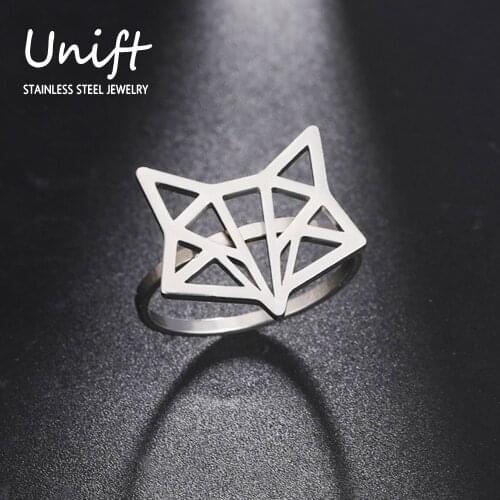 Unift Fashion Fox Ring Stainless Steel Resizable Rose Gold Color Wedding Ring Valentines Day Anniversary Gift For Girlfriend