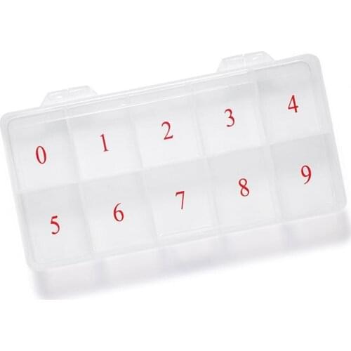 False Nail Storage Box Nail Tips Case with 10 Grids Multifunctional Transparent Nail Rhinestones Sequins Storage Container