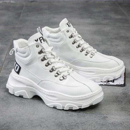 Fashion new mens shoes 2021 color matching casual platform casual shoes fashion trendy metal buckle increased high-top sneakers