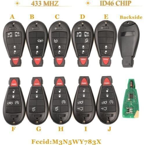 Kutery 10pcs 2/3/4/5/6/7 Button Smart Remote Key Fob M3N5WY783X IYZ-C01C GQ4-53T 433Mhz For Chrysler Jeep Grand Cherokee